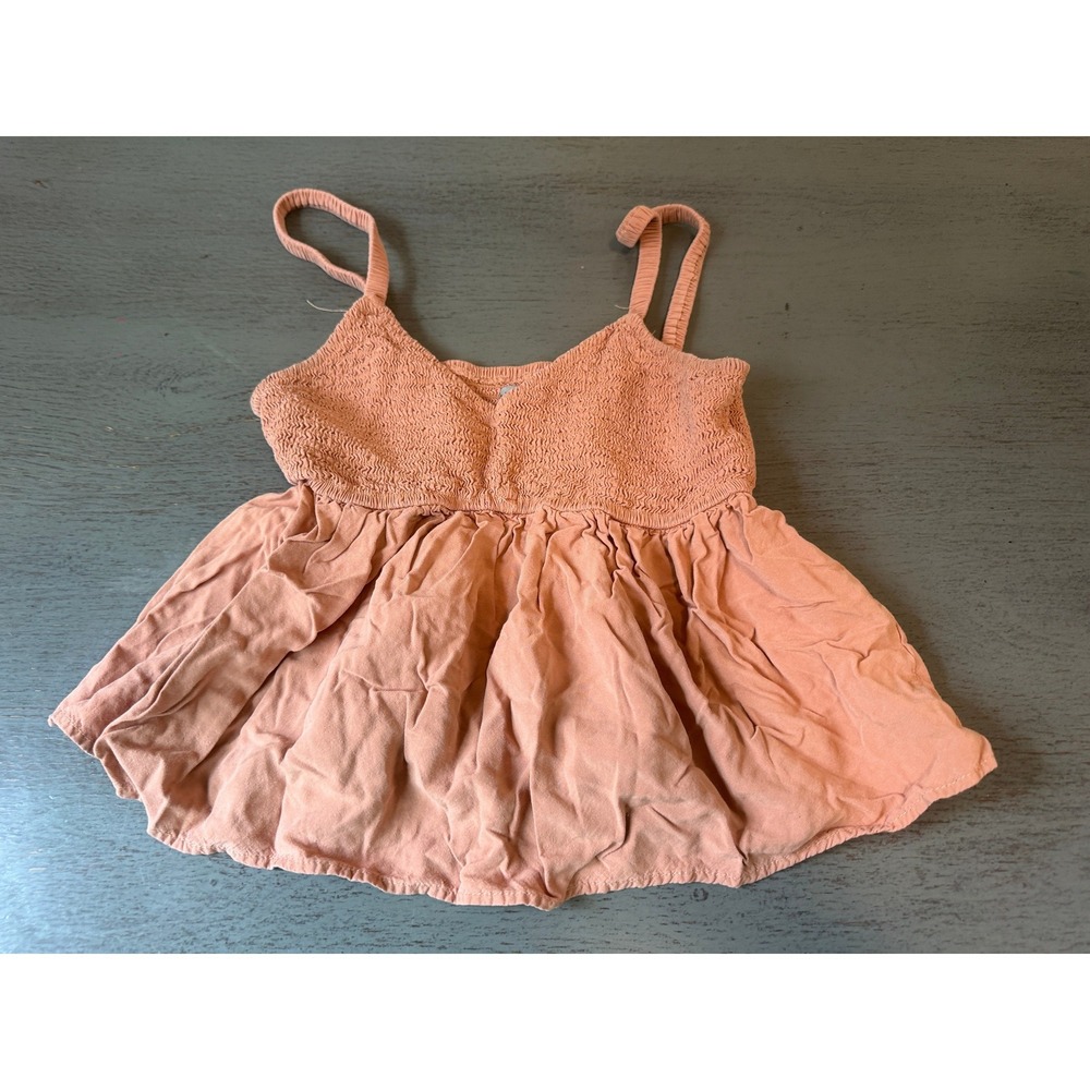 Wishlist Apparel Smocked Babydoll Camisole Top Terracotta Peach Small